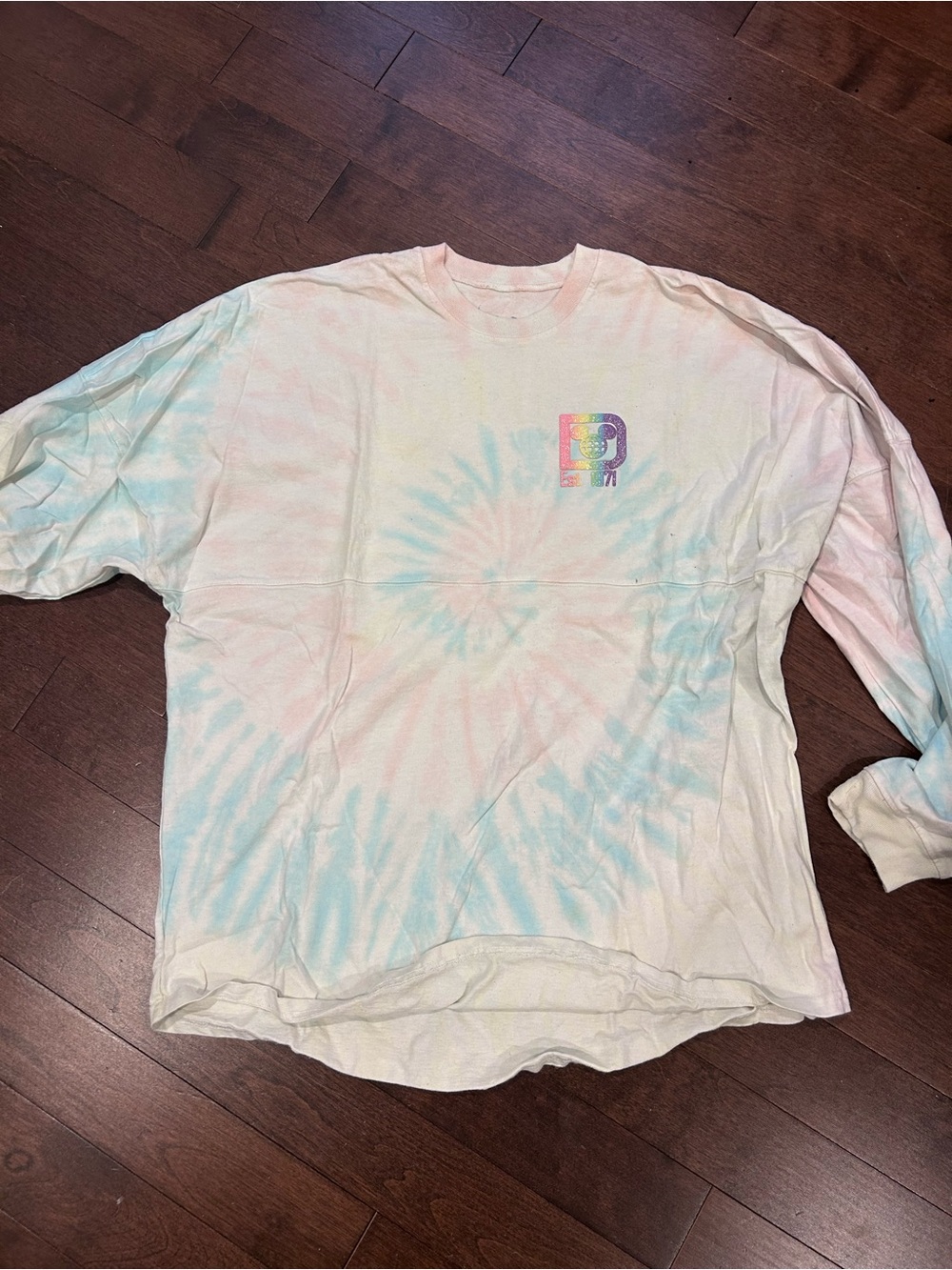 Disney Pastel Tie-Dye Long Sleeve Tee in Light Blue and Pale Pink